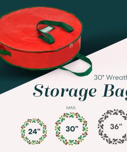 Alternative view of Handy Laundry Christmas Wreath Storage Container – 30 Inch Durable Tarp Storage Bag with Zipper & Reinforced Handles. Holiday Décor Organizer for Wreaths. Garlands & Seasonal Decorations. Green